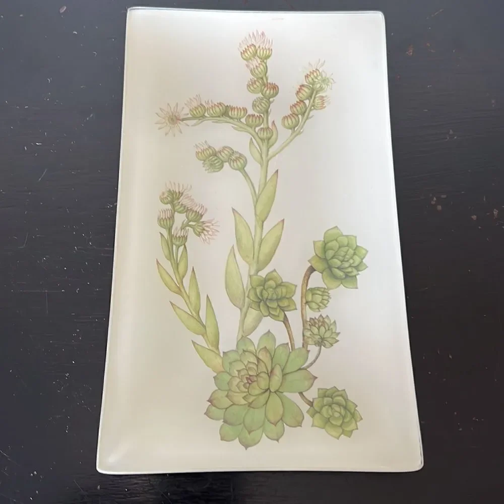 Pottery Barn Glass Succulent Decoupage Tray